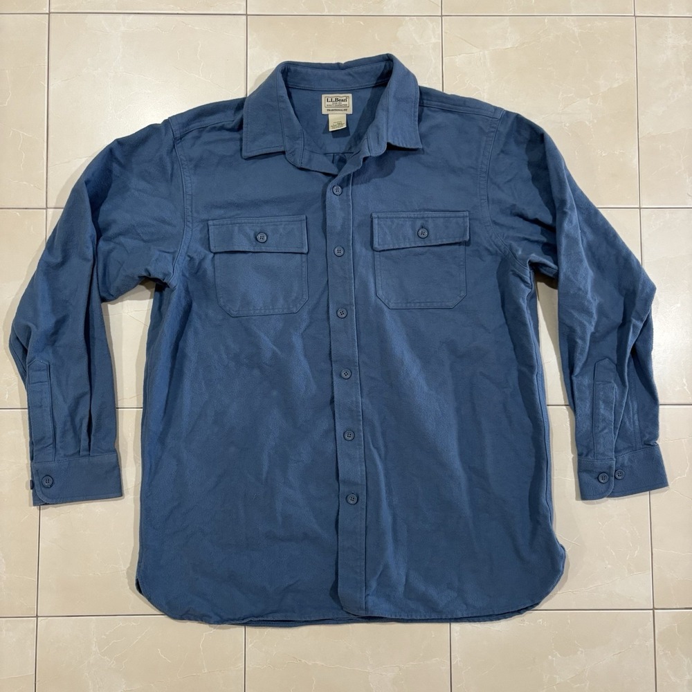 Vintage LL Bean Button Shirt 100% Cotton Heavy Y2K Hiking Outdoors Mens Large
